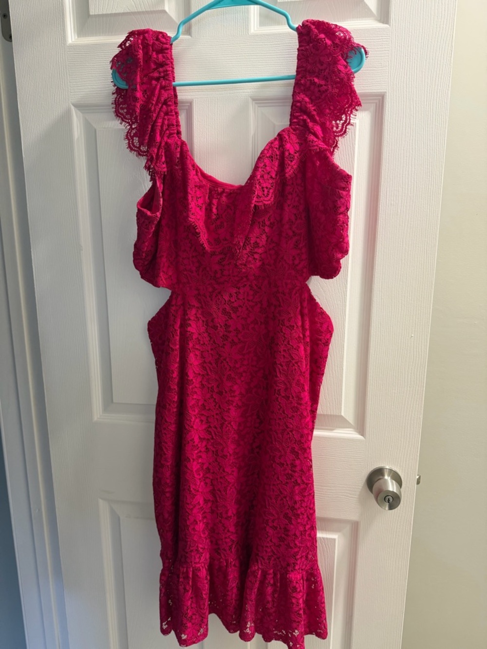 Express Fuchsia Lace Midi Dress